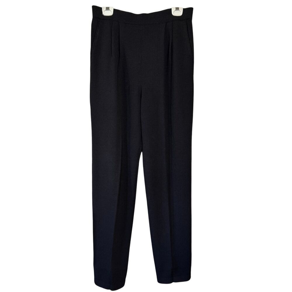 St. John Basics Black Santana Knit Pull On Pants SZ 12 Vintage Capsule Wardrobe